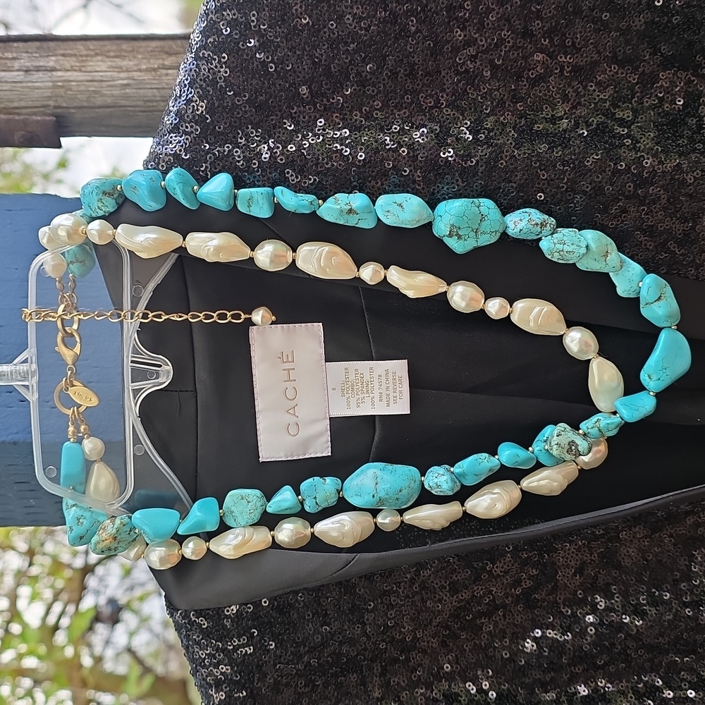 Chico's Turquoise and Pearl Necklace